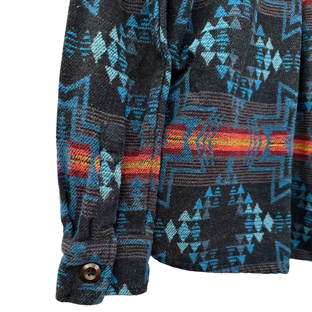 Rock & Roll Denim Western Aztec Button-Up Shirt Jacket, Size L Shacket Cowgirl - Picture 7 of 10